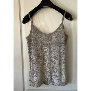 Vince Crushed Velvet Feel TAN Taupe Tank Top Day To Night Camisole Large Women’s